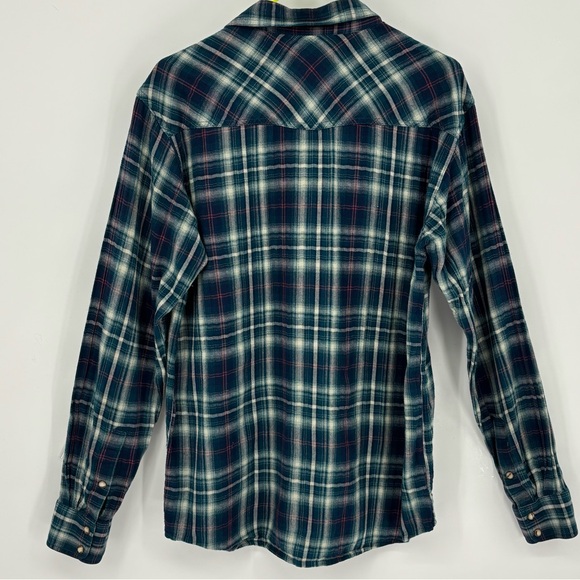 Ariat Men's western pearl snap Plaid Button Down flannel Shirt Retro Fit Lrg - Picture 2 of 6